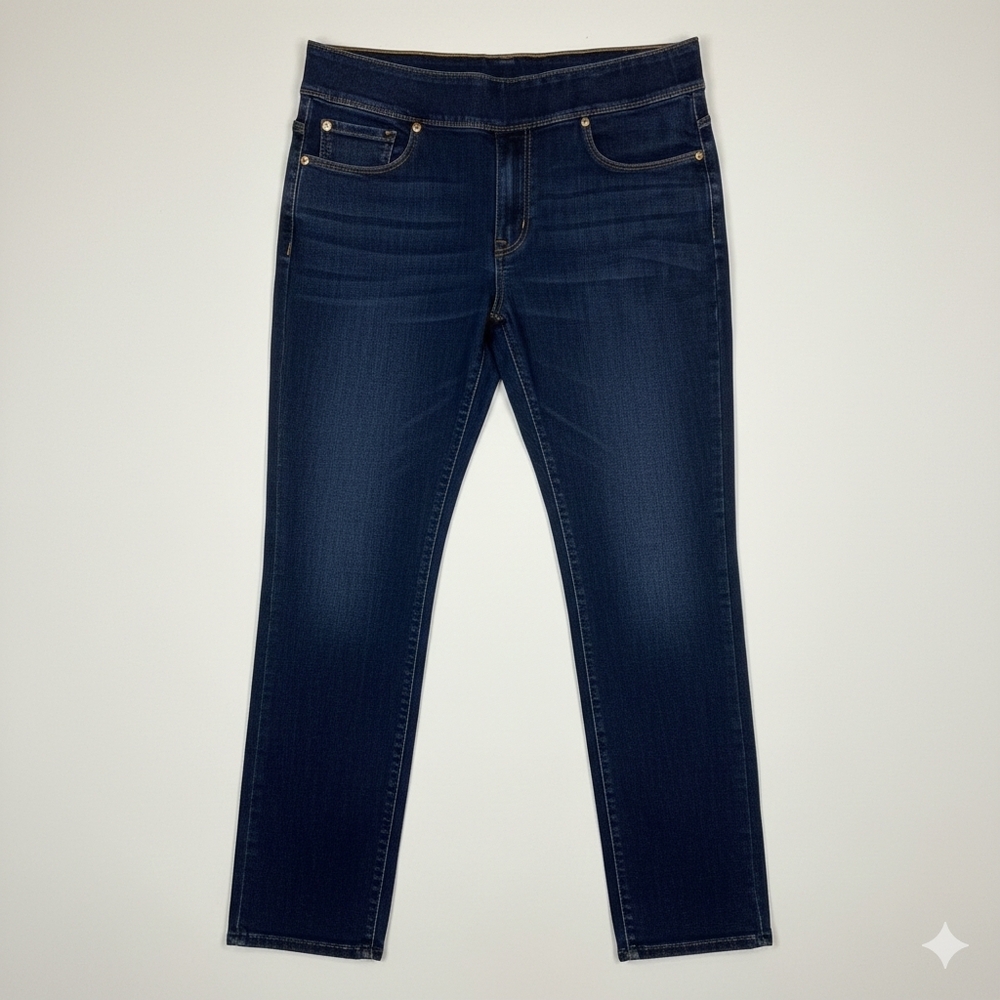 Investments Dark Blue Pull On Straight Leg Jeans Size L #103